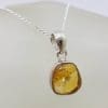 Sterling Silver Free Form Bezel Set Citrine Pendant on Silver Chain