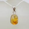 Sterling Silver Free Form Bezel Set Citrine Pendant on Silver Chain
