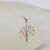 Sterling Silver Open Design Round Flat Tree of Life Pendant on Silver Chain