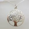 Sterling Silver Open Design Round Tree of Life Pendant on Silver Chain
