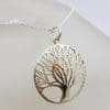 Sterling Silver Open Design Round Tree of Life Pendant on Silver Chain