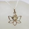 Sterling Silver Citrine Lotus Pendant on Silver Chain