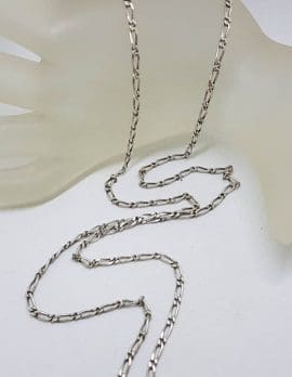 Sterling Silver Long Figaro Link Necklace / Chain