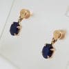 9ct Rose Gold Oval Claw Set Sapphire Drop Studs / Earrings