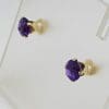 9ct Yellow Gold Amethyst Claw Set Round Studs / Earrings