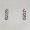 9ct Yellow Gold 3 Stone Line Cubic Zirconia Studs / Earrings