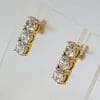 9ct Yellow Gold 3 Stone Line Cubic Zirconia Studs / Earrings