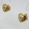 9ct Yellow Gold and White Gold Cubic Zirconia Heart Studs / Earrings