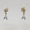 9ct Yellow Gold Topaz with Cubic Zirconia Drop Studs / Earrings
