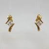 9ct Yellow Gold Square Cubic Zirconia in Twist Studs / Earrings