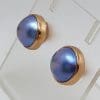 9ct Rose Gold Round Black Mabe Pearl Bezel Set Studs / Earrings