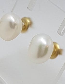9ct Yellow Gold Freeform Pearl Studs / Earrings