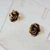 9ct Yellow Gold Rose Studs / Earrings - Vintage