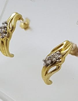 10ct Yellow Gold Diamond Ornate Studs / Earrings