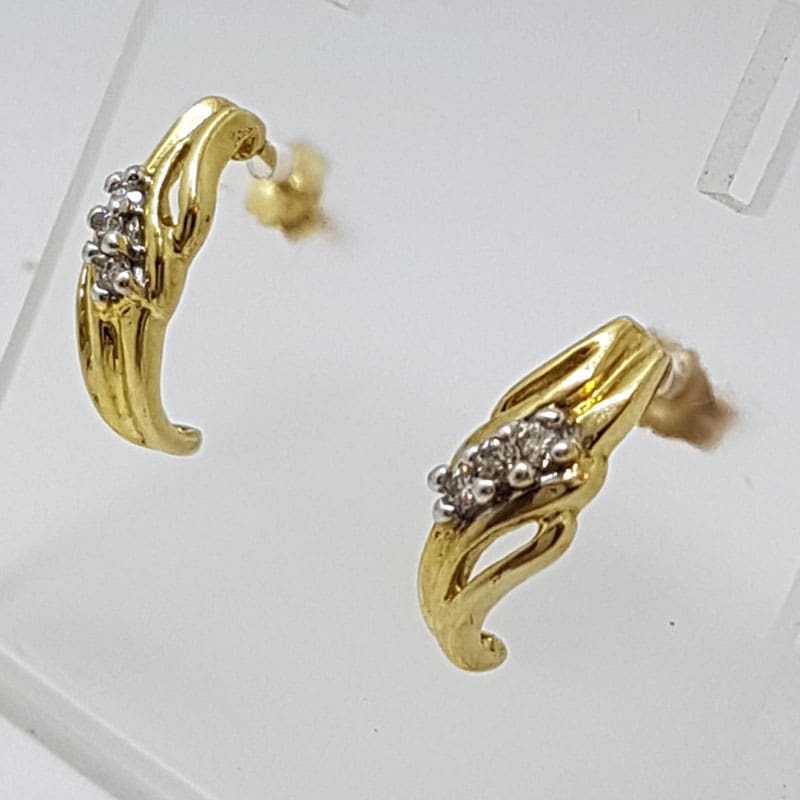 10ct Yellow Gold Diamond Ornate Studs / Earrings