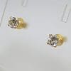 9ct Yellow Gold Aquamarine Round Claw Set Studs / Earrings