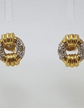 9ct Yellow Gold Diamond Round Circles Studs / Earrings