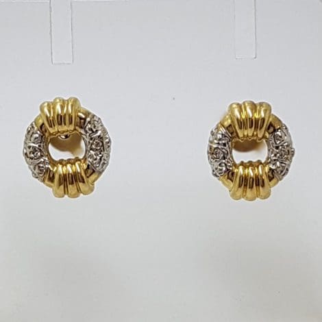 9ct Yellow Gold Diamond Round Circles Studs / Earrings