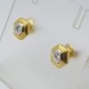 14ct Yellow Gold and White Gold Diamond Hexagonal Studs / Earrings