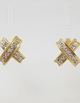 10ct Yellow Gold Diamond Kisses " X " Studs / Earrings