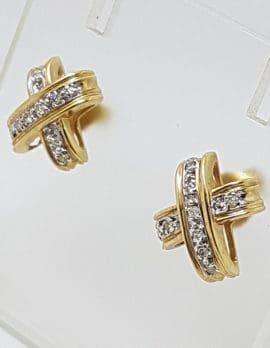 10ct Yellow Gold Diamond Kisses " X " Studs / Earrings