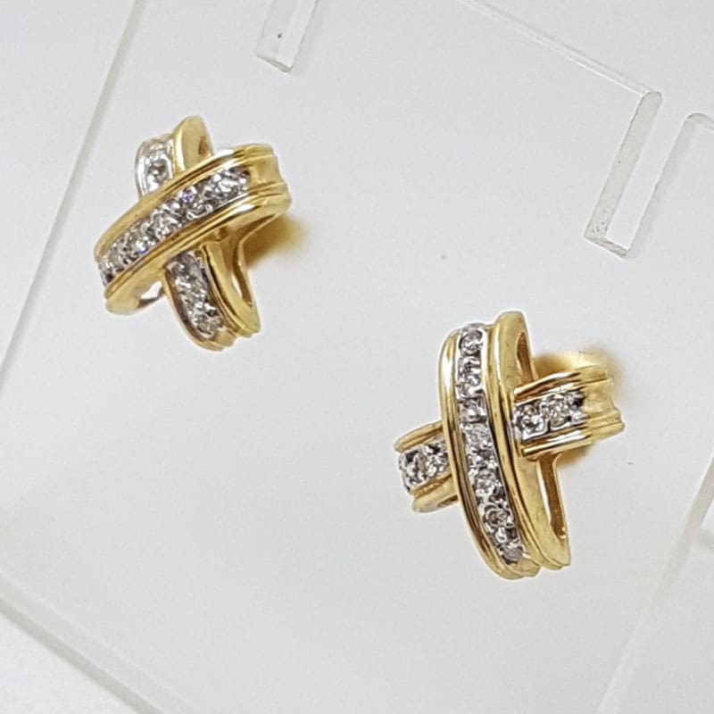10ct Yellow Gold Diamond Kisses " X " Studs / Earrings