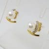 14ct Yellow Gold or White Gold Pearl and Diamond Studs / Earrings - Available in Yellow or White Gold