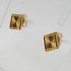 9ct Yellow Gold Square Patterned Stud Earrings - Vintage