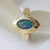 9ct Yellow Gold Oval Opal Triplet in Canoe Shape Ring - Antique / Vintage