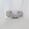 10ct White Gold Claw Set and Channel Set Large Square Diamond Cluster Engagement Ring / Dress Ring