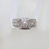10ct White Gold Claw Set and Channel Set Large Square Diamond Cluster Engagement Ring / Dress Ring