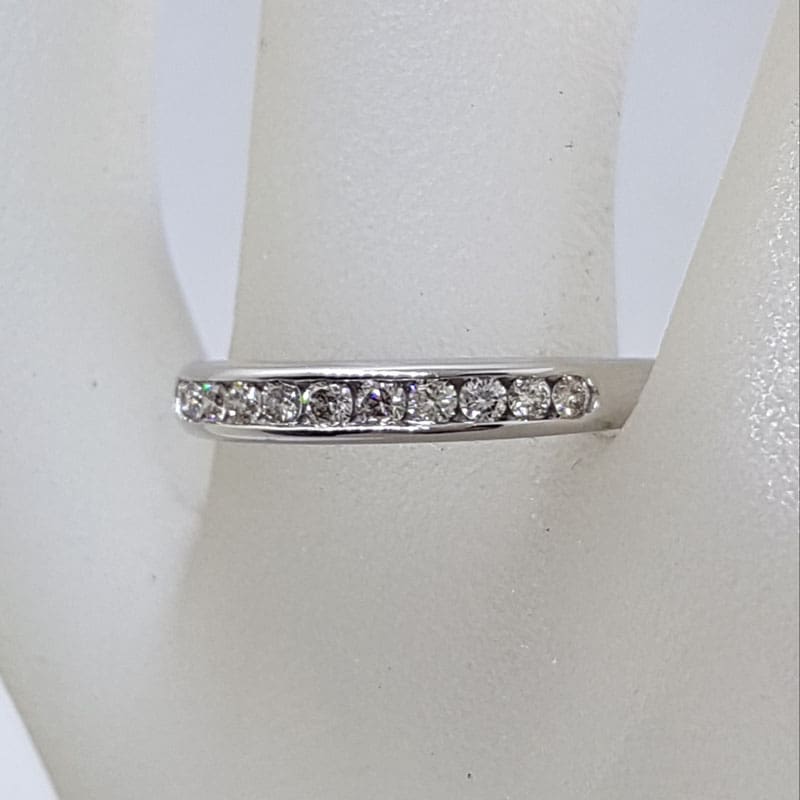 9ct White Gold Channel Set Diamond Ring / Wedding Ring / Eternity Ring