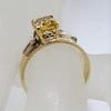 9ct Yellow Gold Rectangular Natural Citrine High Set on Wide Band Ring - Antique / Vintage