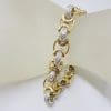 9ct Yellow Gold and White Gold Heavy Cubic Zirconia Bolt Clasp Bracelet - Beautiful Link