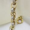 9ct Yellow Gold and White Gold Heavy Cubic Zirconia Bolt Clasp Bracelet - Beautiful Link