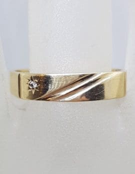 9ct Yellow Gold Diamond Rectangular Signet Gents Ring – Vintage