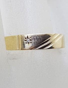 9ct Yellow Gold Diamond Rectangular Signet Gents Ring – Vintage