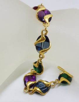Plated Swarovski Crystal Multi-Coloured Stones Bracelet - Vintage Costume Jewellery