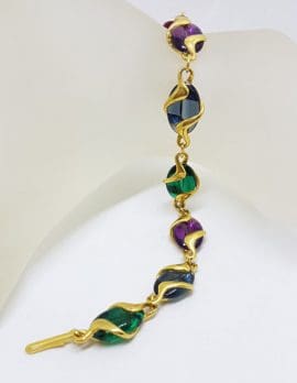 Plated Swarovski Crystal Multi-Coloured Stones Bracelet - Vintage Costume Jewellery
