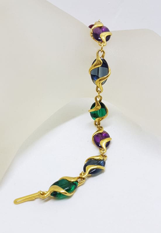 Plated Swarovski Crystal Multi-Coloured Stones Bracelet - Vintage Costume Jewellery