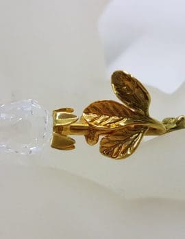 Plated Swarovski Crystal Tulip / Flower Brooch - Vintage Costume Jewellery