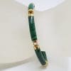 14ct Yellow Gold Malachite with Chinese Symbol Clasp Bracelet - Antique / Vintage