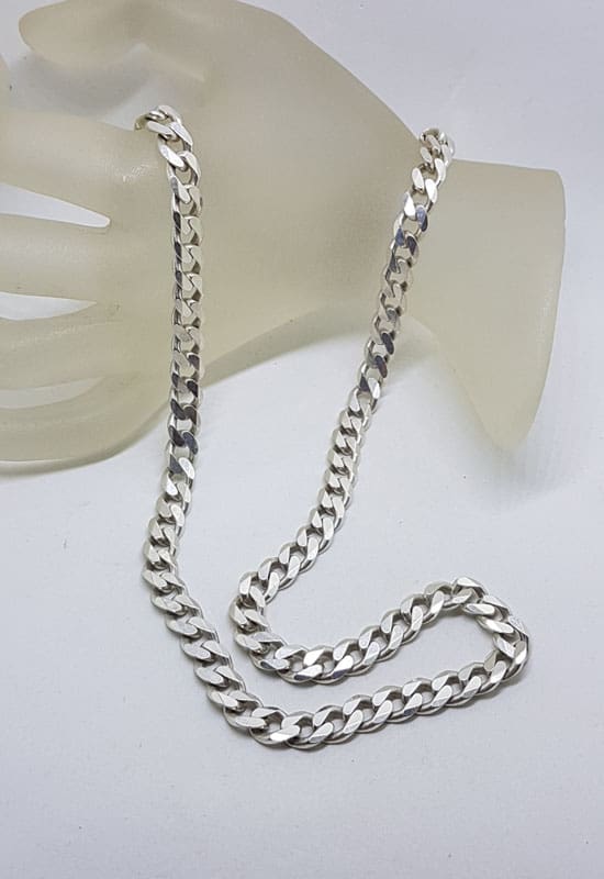 Sterling Silver Heavy Curb Link Necklace / Chain - Gents / Ladies