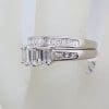 18ct White Gold Baguette and Princess Cut Diamond Trilogy Engagement Ring and Wedding Ring Set - Channel Set and Claw Set