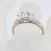 18ct White Gold Baguette and Princess Cut Diamond Trilogy Engagement Ring and Wedding Ring Set - Channel Set and Claw Set