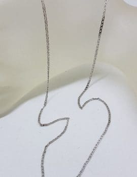 9ct White Gold Flat Curb Link Necklace / Chain