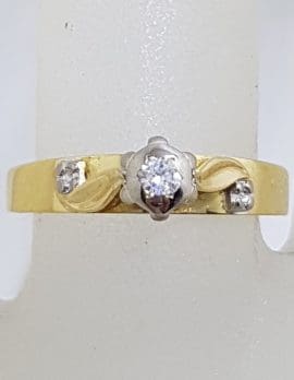 18ct Yellow Gold & Platinum Diamond Engagement Ring - Vintage