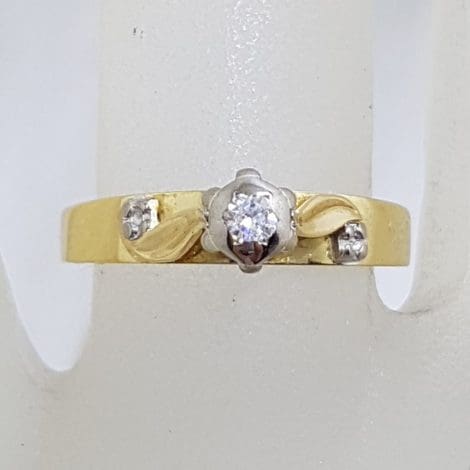18ct Yellow Gold & Platinum Diamond Engagement Ring - Vintage