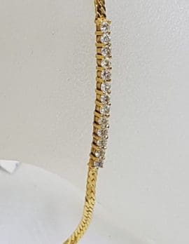 14ct Yellow Gold Diamond Line Bracelet with Flat Link