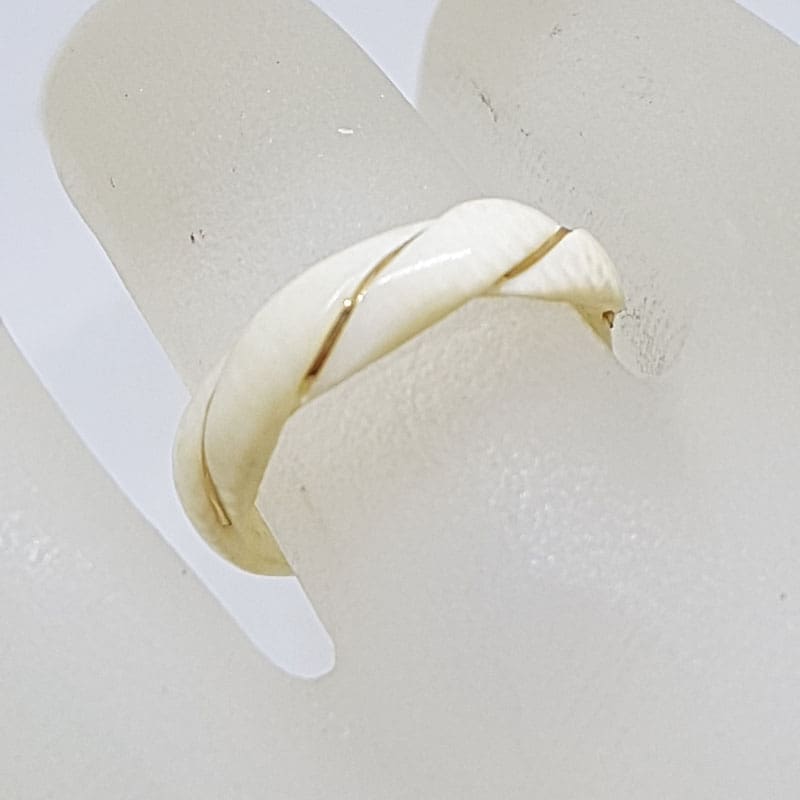 14ct Yellow Gold and Ivory Twist Ring - Antique / Vintage